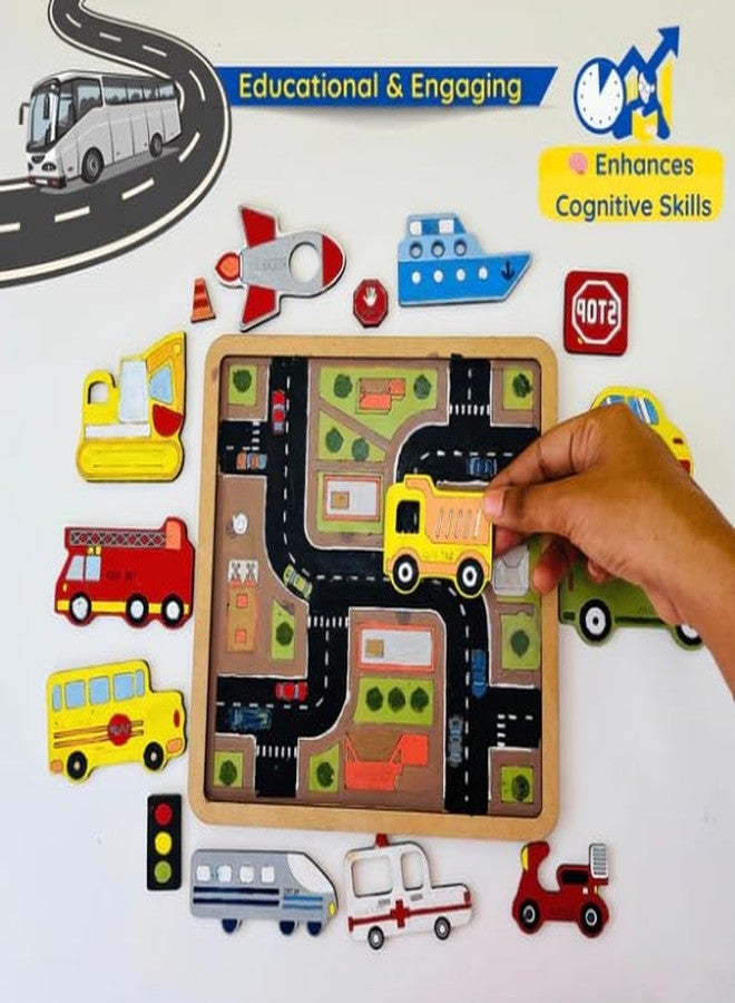 Ansoz Wooden Vehicle Puzzle Kit for Kids, Paint and Play Activity Set, Educational Transport Theme - Image 5